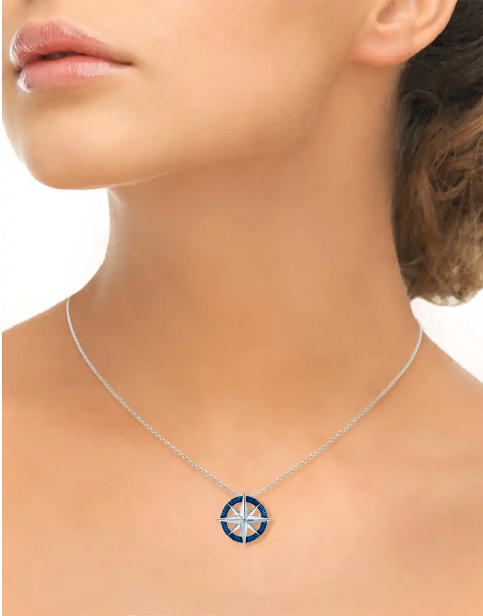 Navy Blue Beaded Compass Choker main image 1