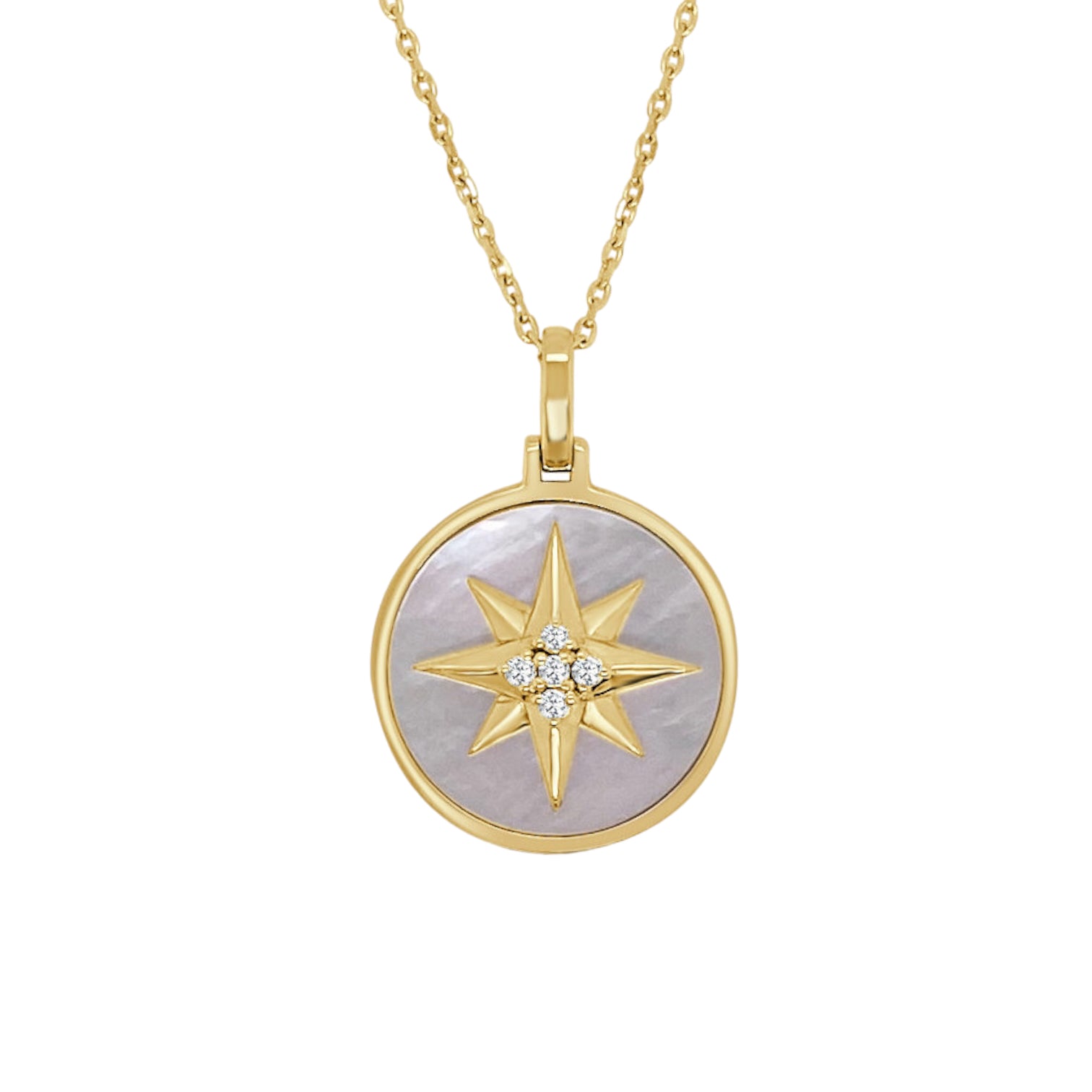 DANELIAN 14K Solid Gold Compass Pendant, North Star Compass Necklace (16  Inches Chain, 0.55 inches / 13.9mm) | Amazon.com