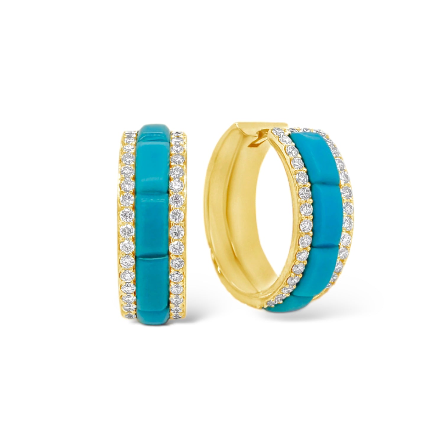 Turquoise Diamond Hoop Earrings – CJ - Main Image