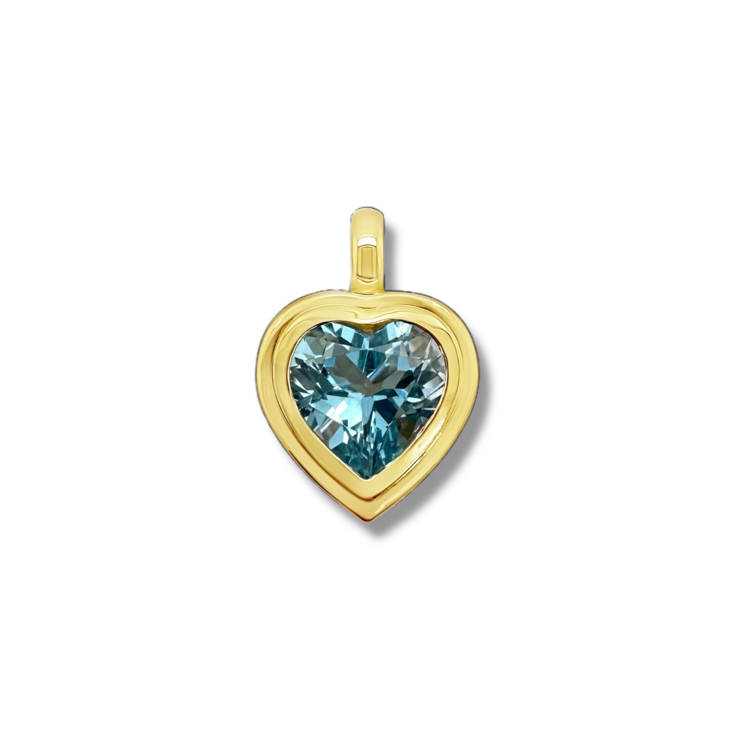Blue Topaz Heart Stepped Bezel Pendant