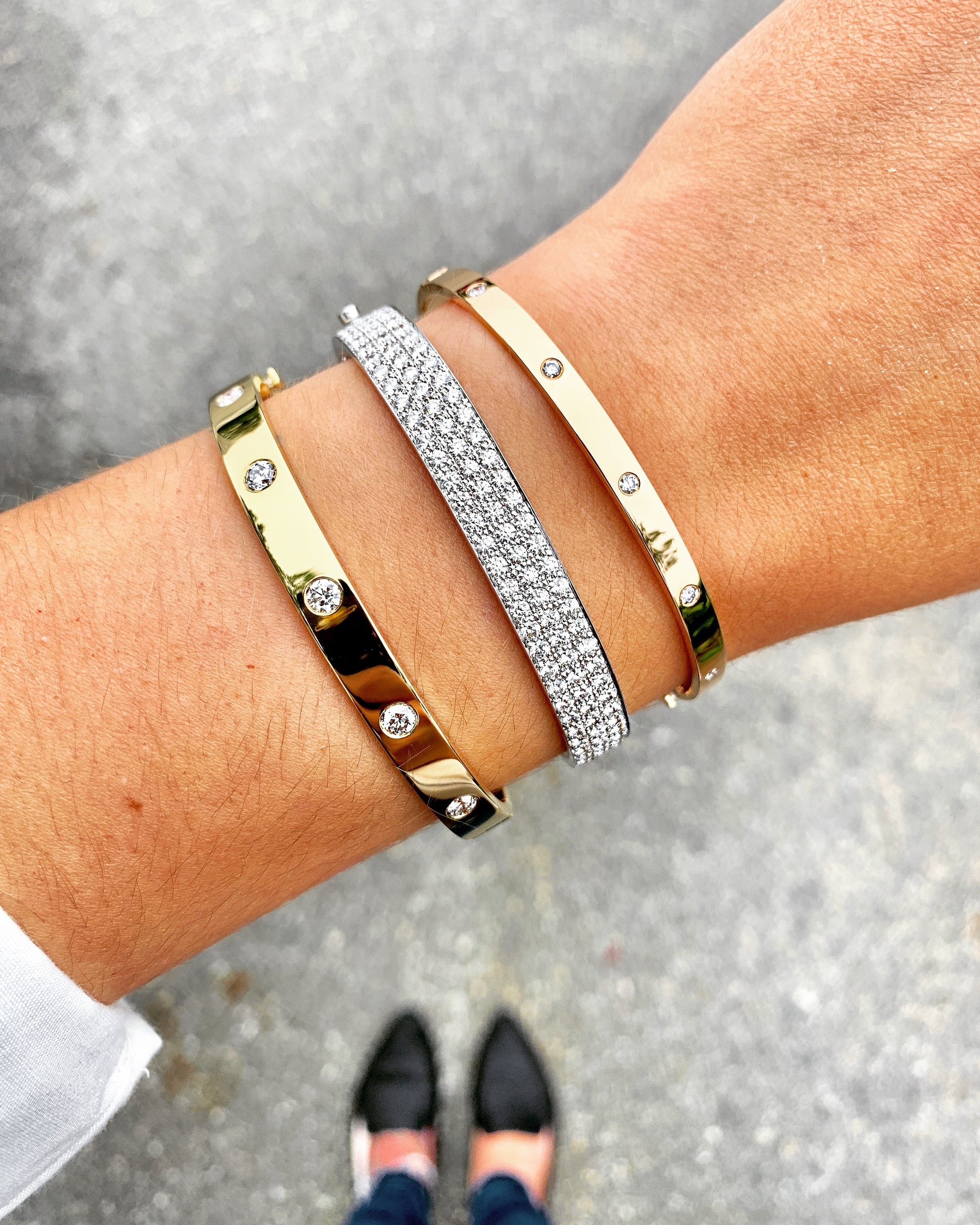 c*c様 Davan Narrow FAorge Baungle Narrow Diamond Bangle Bracelet – CJ Inc.